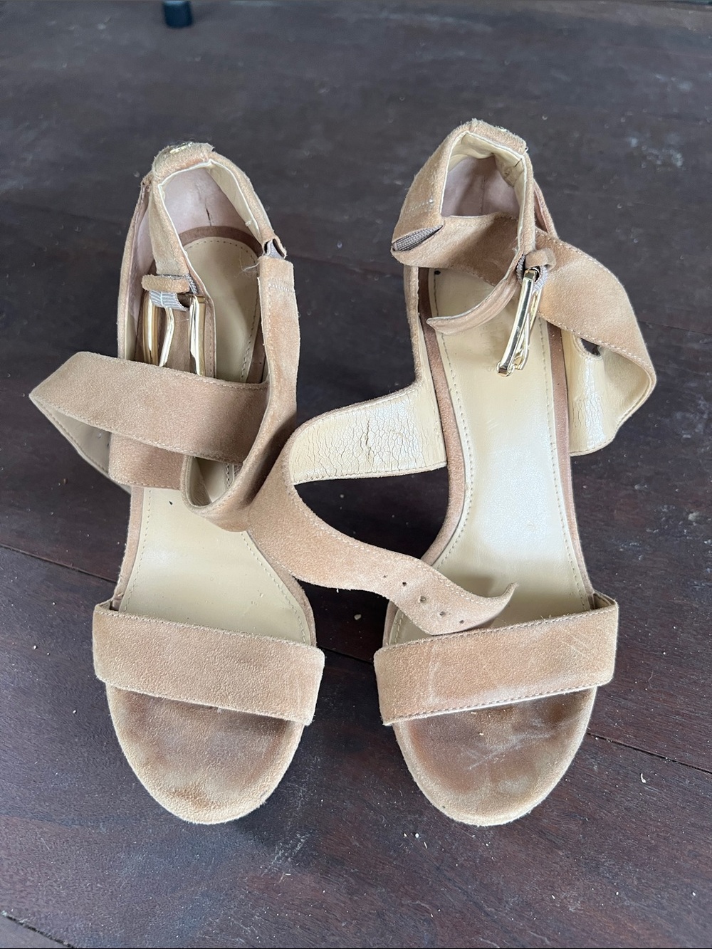 MICHAEL Michael Kors Tan Suede Ankle-Strap Heels
